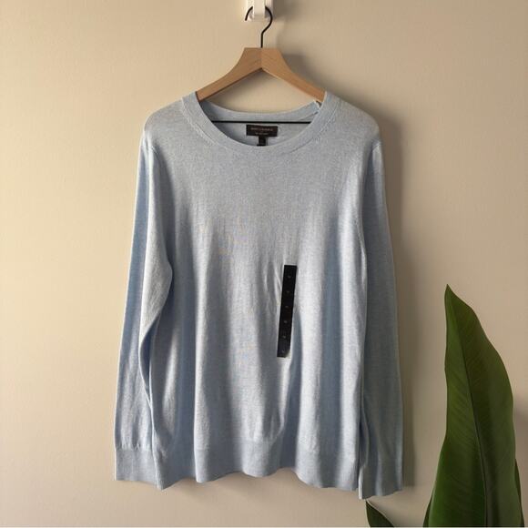 Banana Republic Light Blue Crewneck Sweater long sleeve Forever Yarn Cotton NWT - Picture 1 of 10